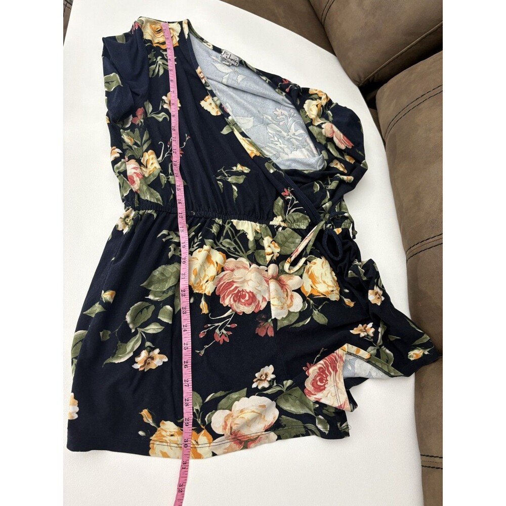 J For Justify Women’s Romper Floral XL Short Sleeve Surplice Neck Elastic Waist - Picture 4 of 11